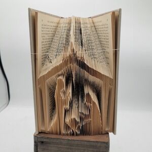 Handmade Folded Book Art Nativity Jesus, Mary & Joeseph In Manger Paper Decor